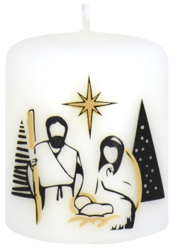 Weihnachtskerze 60/50 mm, "Heilige Familie" VE 50 Stück